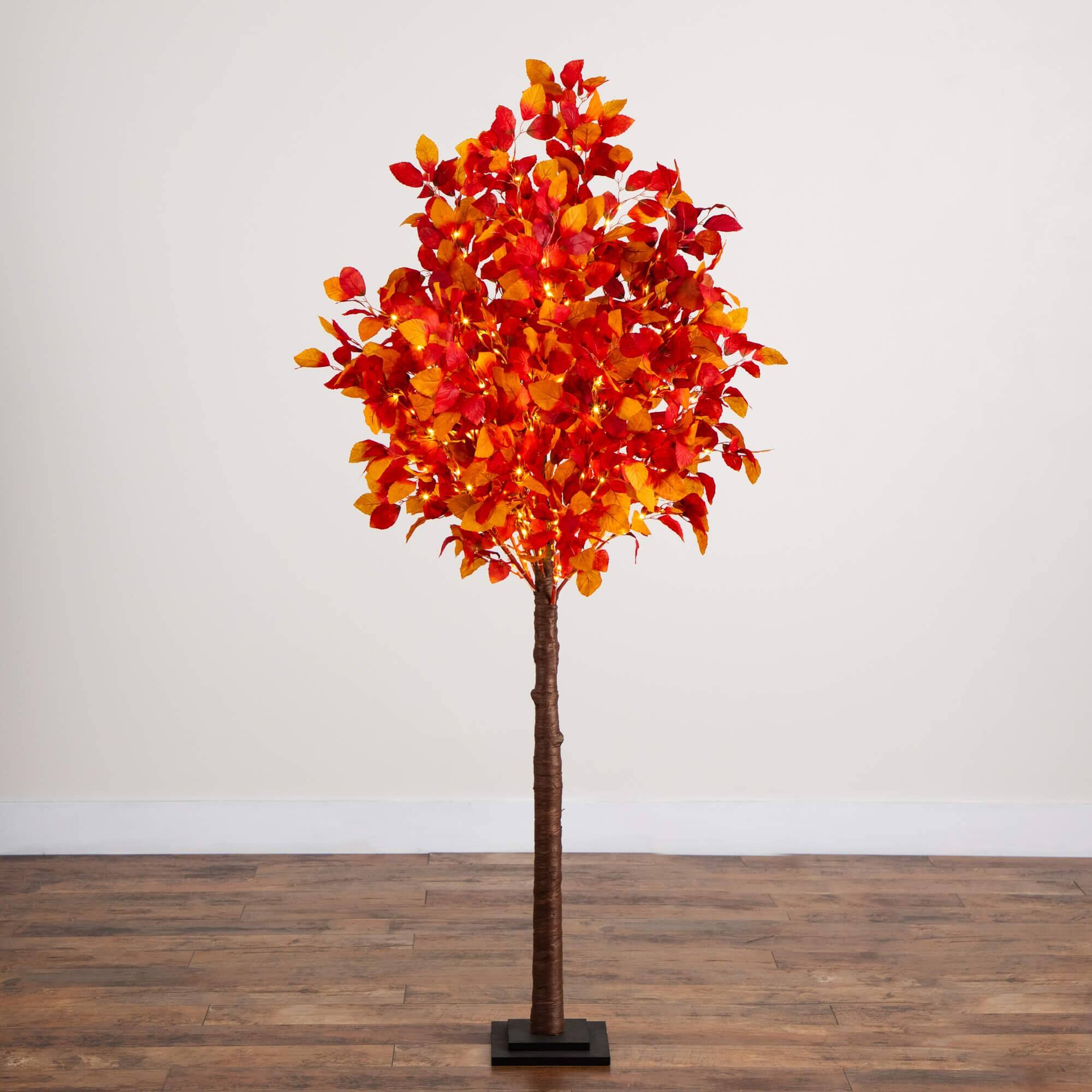 6ft. Pre-Lit Autumn Artificial Fall Tree with 300 Warm White LED Lights